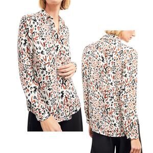 MM Lafleur NWT Women’s ‘Lagarde Shirt’ Leopard Sketch Long Sleeve, White X-Large